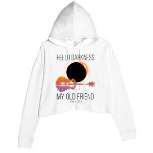 Hello Darkness My Old Friend Solar Eclipse April 8 Crop Fleece Hoodie