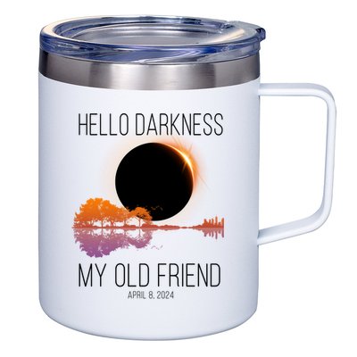 Hello Darkness My Old Friend Solar Eclipse April 8 12oz Stainless Steel Coffee Mug