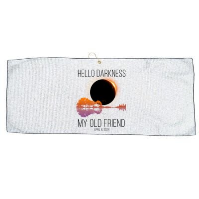 Hello Darkness My Old Friend Solar Eclipse April 8 Large Microfiber Waffle Golf Towel
