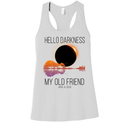 Hello Darkness My Old Friend Solar Eclipse April 8 Women's Racerback Tank