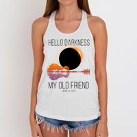 Hello Darkness My Old Friend Solar Eclipse April 8 Women's Knotted Racerback Tank