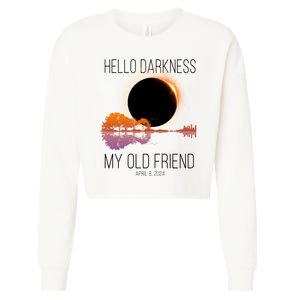 Hello Darkness My Old Friend Solar Eclipse April 8 Cropped Pullover Crew