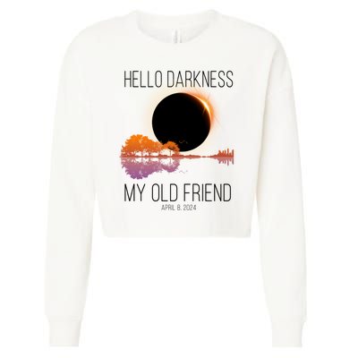 Hello Darkness My Old Friend Solar Eclipse April 8 Cropped Pullover Crew