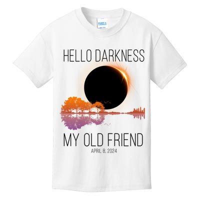Hello Darkness My Old Friend Solar Eclipse April 8 Kids T-Shirt
