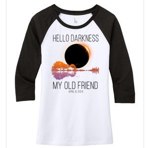 Hello Darkness My Old Friend Solar Eclipse April 8 Women's Tri-Blend 3/4-Sleeve Raglan Shirt