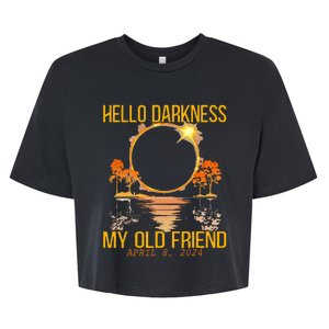 Hello Darkness My Old Friend Solar Eclipse April 08 2024 Bella+Canvas Jersey Crop Tee