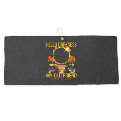 Hello Darkness My Old Friend Solar Eclipse April 08 2024 Large Microfiber Waffle Golf Towel