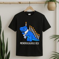 Hanukkah Dinosaur Menorasaurus Trex Dino Chanukah Gift T-Shirt