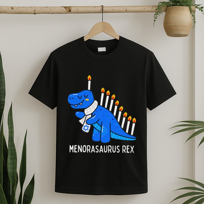 Hanukkah Dinosaur Menorasaurus Trex Dino Chanukah Gift T-Shirt