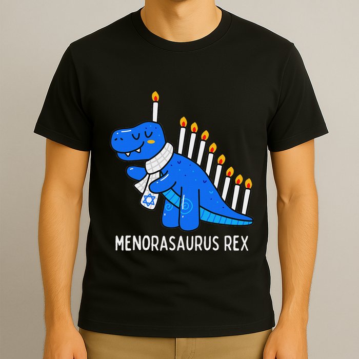 Hanukkah Dinosaur Menorasaurus Trex Dino Chanukah Gift T-Shirt