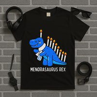 Hanukkah Dinosaur Menorasaurus Trex Dino Chanukah Gift T-Shirt