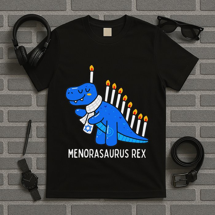 Hanukkah Dinosaur Menorasaurus Trex Dino Chanukah Gift T-Shirt