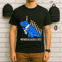 Hanukkah Dinosaur Menorasaurus Trex Dino Chanukah Gift T-Shirt