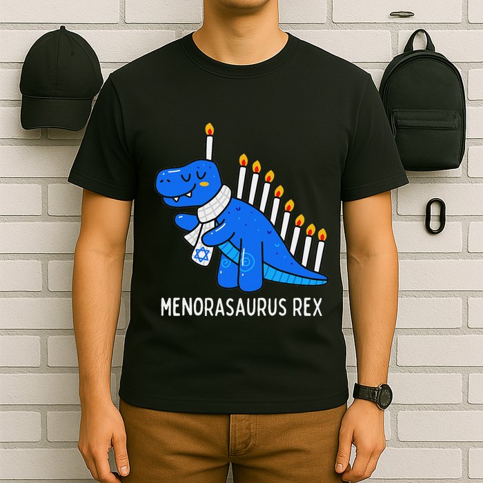 Hanukkah Dinosaur Menorasaurus Trex Dino Chanukah Gift T-Shirt