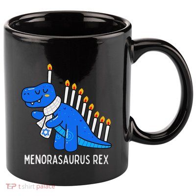 Hanukkah Dinosaur Menorasaurus Trex Dino Chanukah Gift 11oz C Handle Ceramic Mug
