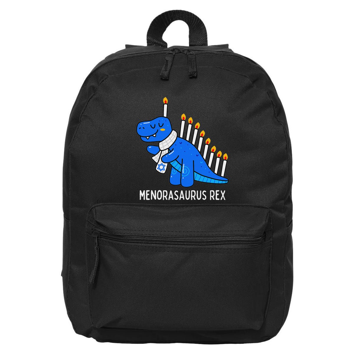 Hanukkah Dinosaur Menorasaurus Trex Dino Chanukah Gift 16 in Basic Backpack