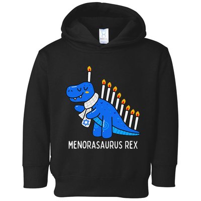 Hanukkah Dinosaur Menorasaurus Trex Dino Chanukah Gift Toddler Hoodie