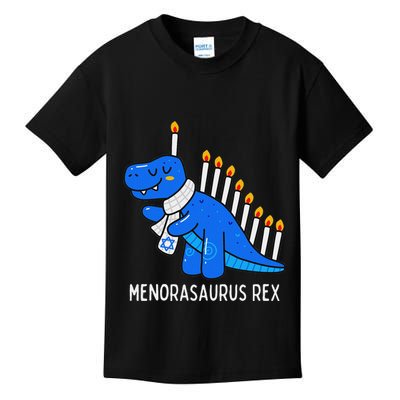 Hanukkah Dinosaur Menorasaurus Trex Dino Chanukah Gift Kids T-Shirt