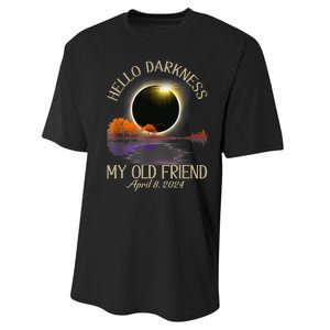 Hello Darkness My Old Friend Eclipse 2024 April 8th Totality Performance Sprint T-Shirt