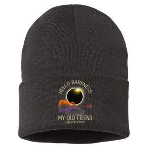 Hello Darkness My Old Friend Eclipse 2024 April 8th Totality Sustainable Knit Beanie