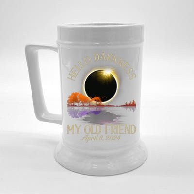 Hello Darkness My Old Friend Eclipse 2024 April 8th Totality Beer Stein