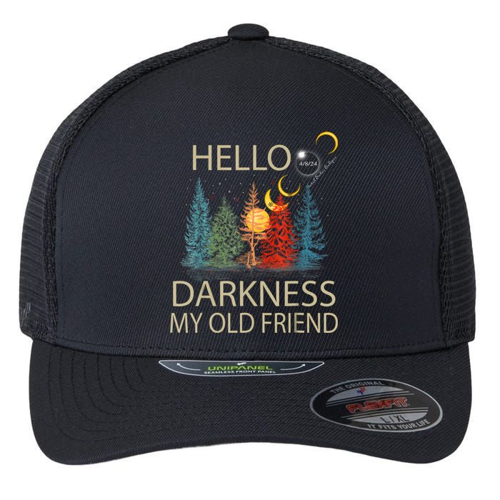 Hello Darkness My Old Friend Solar Eclipse April 08 2024 Flexfit Unipanel Trucker Cap