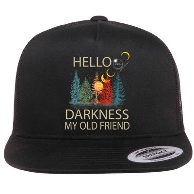 Hello Darkness My Old Friend Solar Eclipse April 08 2024 Flat Bill Trucker Hat