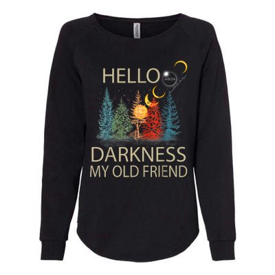 Hello Darkness My Old Friend Solar Eclipse April 08 2024 Womens California Wash Sweatshirt