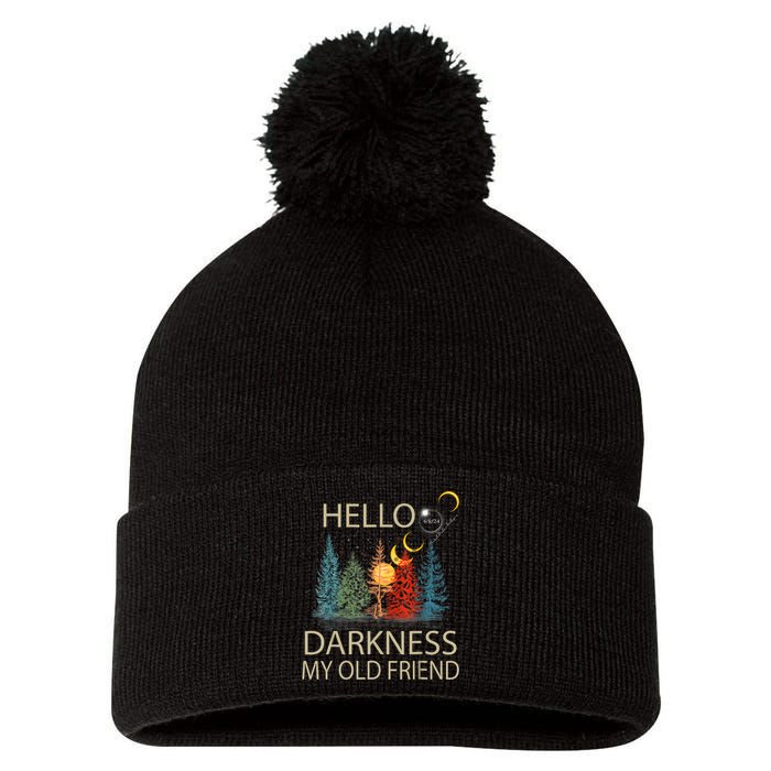 Hello Darkness My Old Friend Solar Eclipse April 08 2024 Pom Pom 12in Knit Beanie