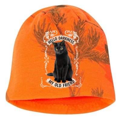 Hello Darkness My Old Friend Black Cat Lovers Music Fan T Great Gift Kati - Camo Knit Beanie