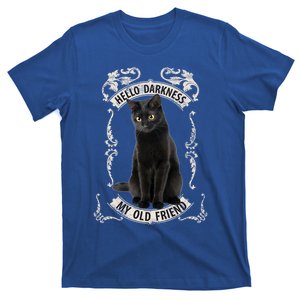 Hello Darkness My Old Friend Black Cat Lovers Music Fan T Great Gift T-Shirt