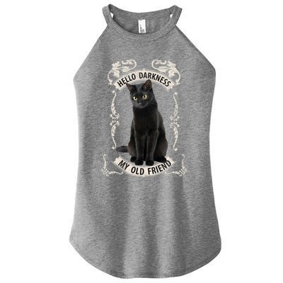 Hello Darkness My Old Friend Black Cat Lovers Music Fan T Great Gift Women’s Perfect Tri Rocker Tank