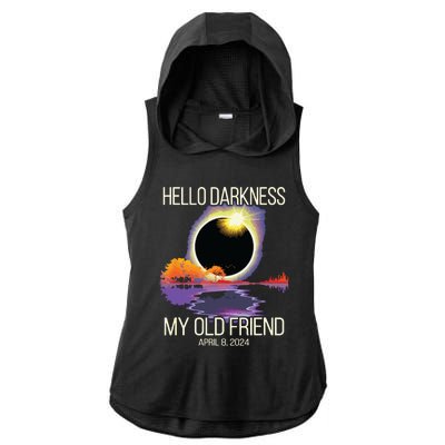 Hello Darkness My Old Friend Solar Eclipse April 08 2024 Ladies PosiCharge Tri-Blend Wicking Draft Hoodie Tank