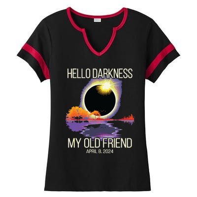 Hello Darkness My Old Friend Solar Eclipse April 08 2024 Ladies Halftime Notch Neck Tee