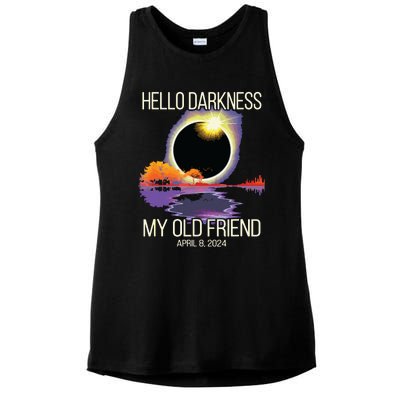 Hello Darkness My Old Friend Solar Eclipse April 08 2024 Ladies PosiCharge Tri-Blend Wicking Tank