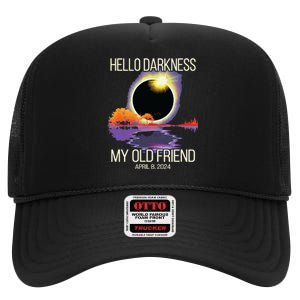 Hello Darkness My Old Friend Solar Eclipse April 08 2024 High Crown Mesh Back Trucker Hat