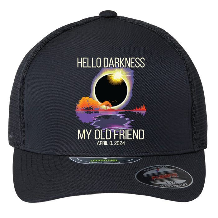 Hello Darkness My Old Friend Solar Eclipse April 08 2024 Flexfit Unipanel Trucker Cap