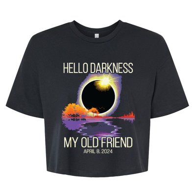 Hello Darkness My Old Friend Solar Eclipse April 08 2024 Bella+Canvas Jersey Crop Tee