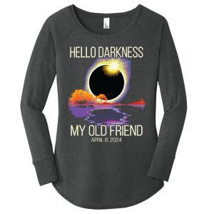 Hello Darkness My Old Friend Solar Eclipse April 08 2024 Women's Perfect Tri Tunic Long Sleeve Shirt