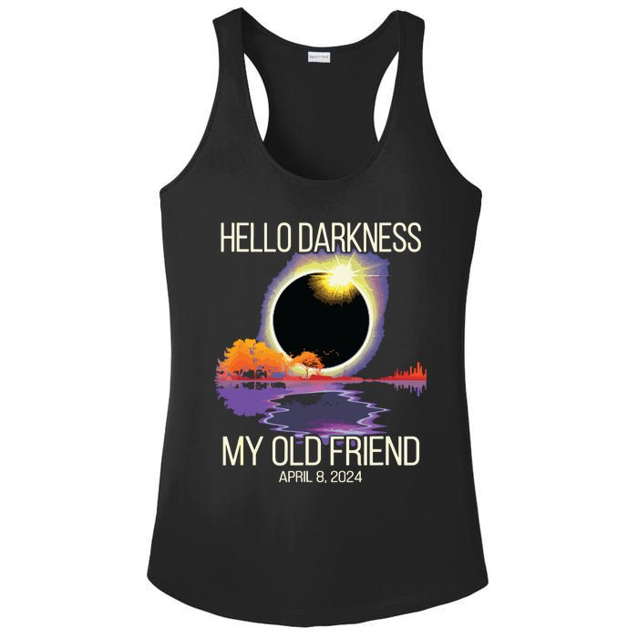 Hello Darkness My Old Friend Solar Eclipse April 08 2024 Ladies PosiCharge Competitor Racerback Tank