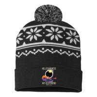 Hello Darkness My Old Friend Solar Eclipse April 08 2024 USA-Made Snowflake Beanie