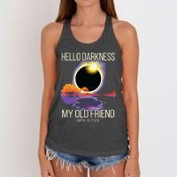 Hello Darkness My Old Friend Solar Eclipse April 08 2024 Women's Knotted Racerback Tank