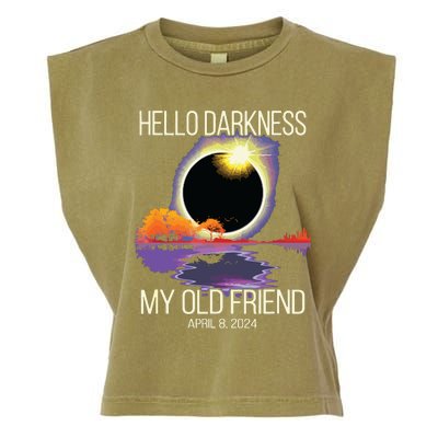 Hello Darkness My Old Friend Solar Eclipse April 08 2024 Garment-Dyed Women's Muscle Tee