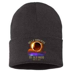 Hello Darkness My Old Friend Solar Eclipse April 08 2024 Sustainable Knit Beanie