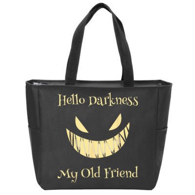 Hello Darkness My Old Friend Scary Pumpkin Zip Tote Bag