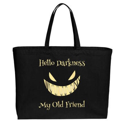 Hello Darkness My Old Friend Scary Pumpkin Cotton Canvas Jumbo Tote