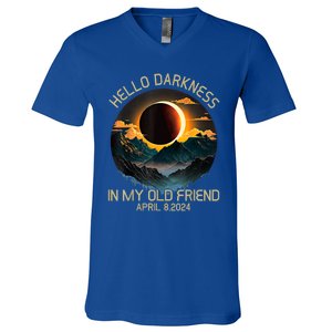 Hello Darkness My Old Friend Solar Eclipse April 08 2024 V-Neck T-Shirt