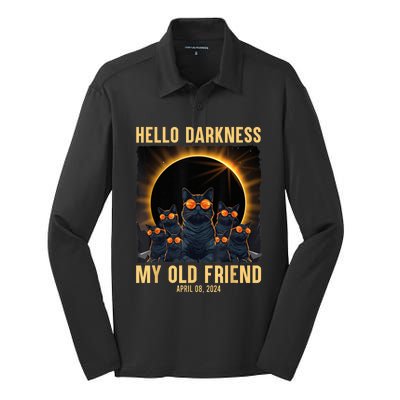 Hello Darkness My Old Friend Solar Eclipse April 08 2024 Silk Touch Performance Long Sleeve Polo