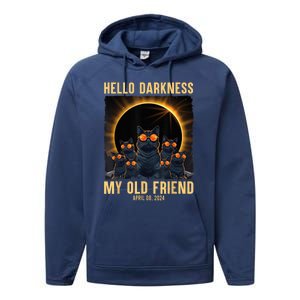 Hello Darkness My Old Friend Solar Eclipse April 08 2024 Performance Fleece Hoodie