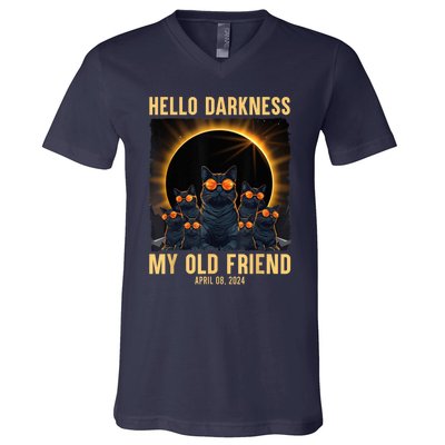 Hello Darkness My Old Friend Solar Eclipse April 08 2024 V-Neck T-Shirt